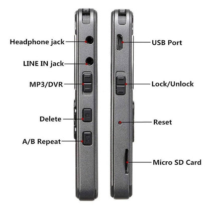 64GB Rechargeable LCD Digital Audio Sound Voice Recorder Dictaphone MP3 Player