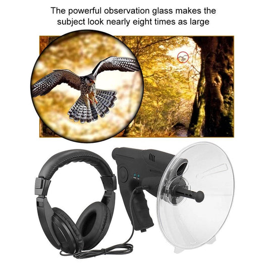 Parabolic Microphone, Bird Recording Observing Listening Device, 300FT 8X Magnification Bionic Ear