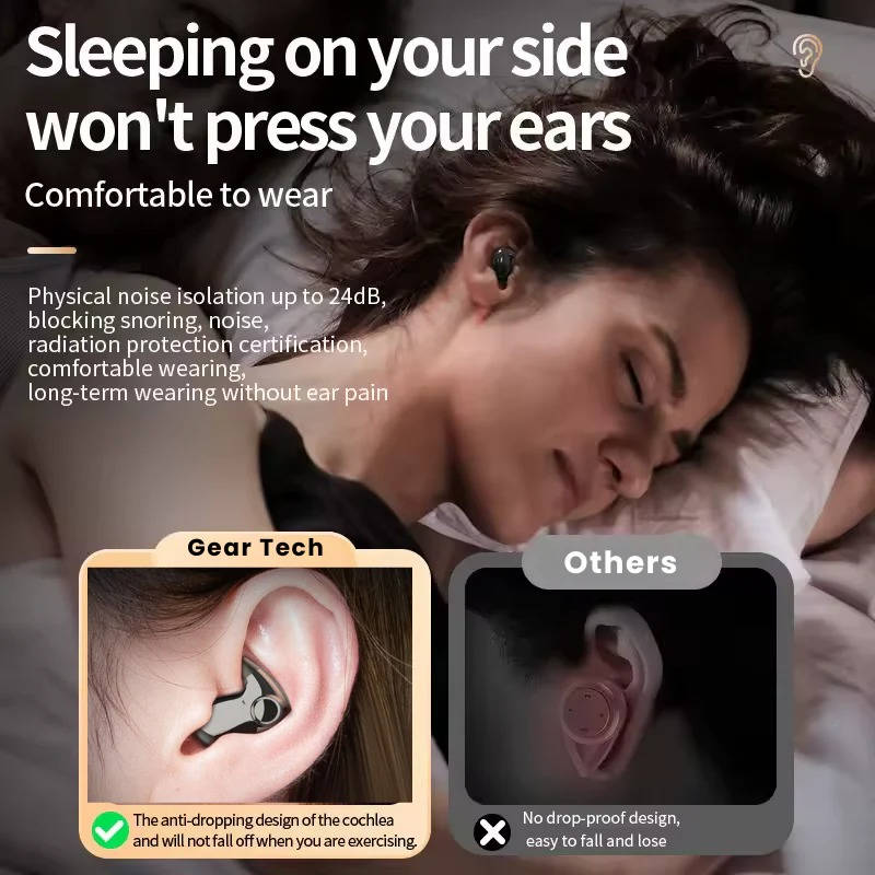 Ultra-Thin Wireless Earbuds with Noise Isolation and 24-Hour Battery for Sleep
