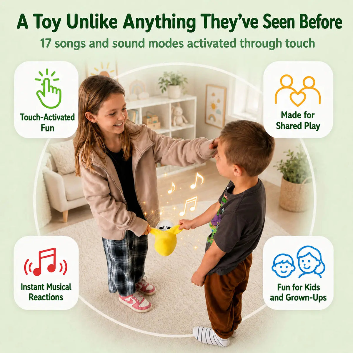 Interactive Two-Player Plush Toy with Sound and Light Responses