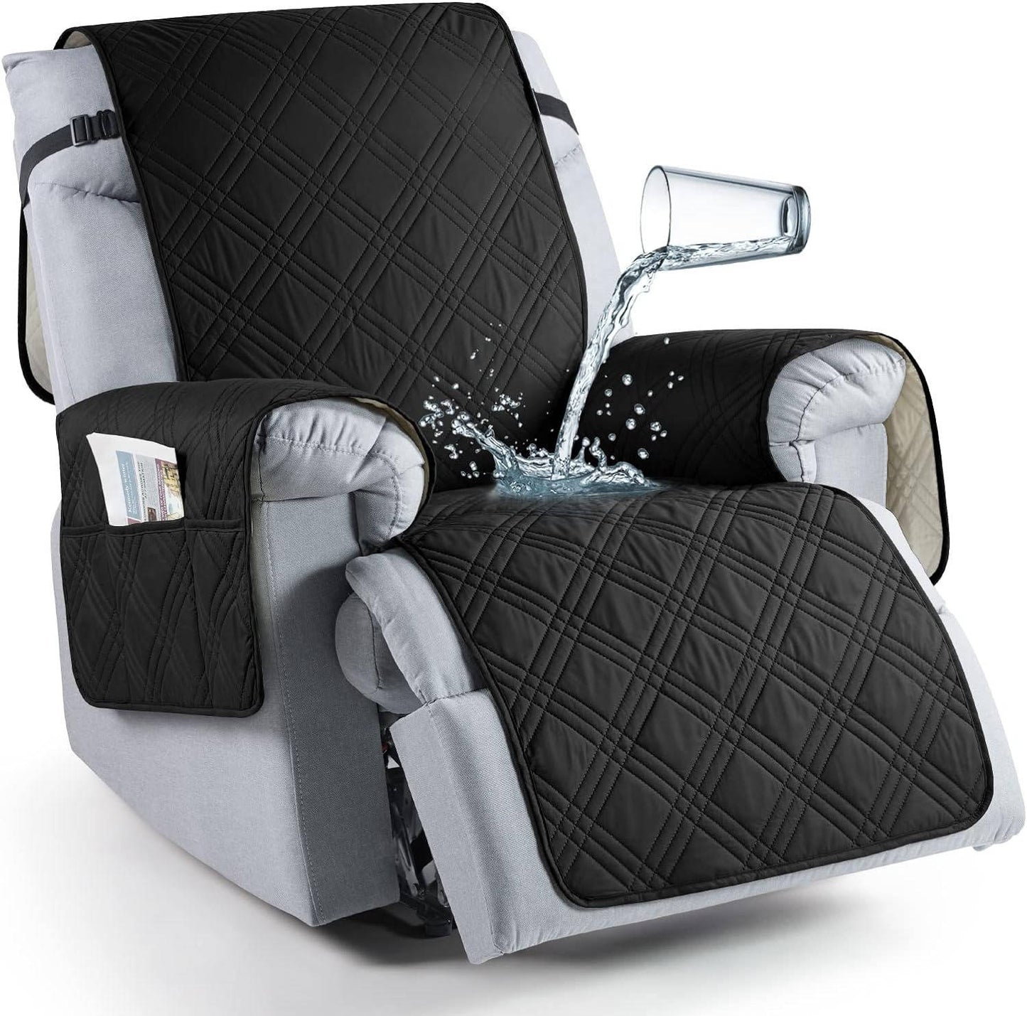 Recliner Chair Cover with Microfiber Surface and Silicone Grip, Machine Washable