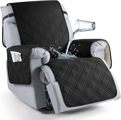 Recliner Chair Cover with Microfiber Surface and Silicone Grip, Machine Washable