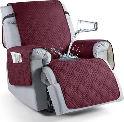 Recliner Chair Cover with Microfiber Surface and Silicone Grip, Machine Washable