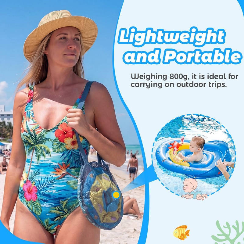 Inflatable Baby Pool Float with Adjustable Four-Position Canopy and Dual Air Chambers