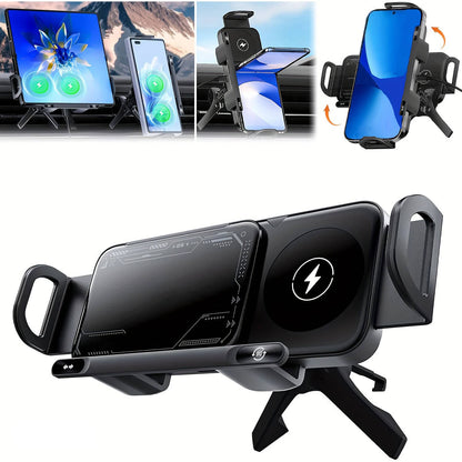Car Phone Mount with Wireless Fast Charging and Motorized Arm
