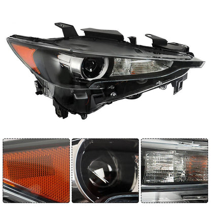 2017 to 2021 Mazda CX 5 LED Headlights  Black Trim Housing, Left Driver & Right Passenger Side Pair Set, Direct OEM Fit (Without AFS)