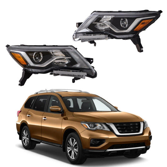 2017 to 2020 Nissan Pathfinder Halogen Headlights, Factory Style Clear Lens Assembly, Left Driver & Right Passenger Side Pair, Direct OEM Fit