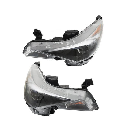 2021 to 2022 Hyundai Elantra Halogen Headlights, Chrome Housing Clear Lens Assembly with LED DRL, Left Driver &amp; Right Passenger Side Pair, Direct OEM Fit