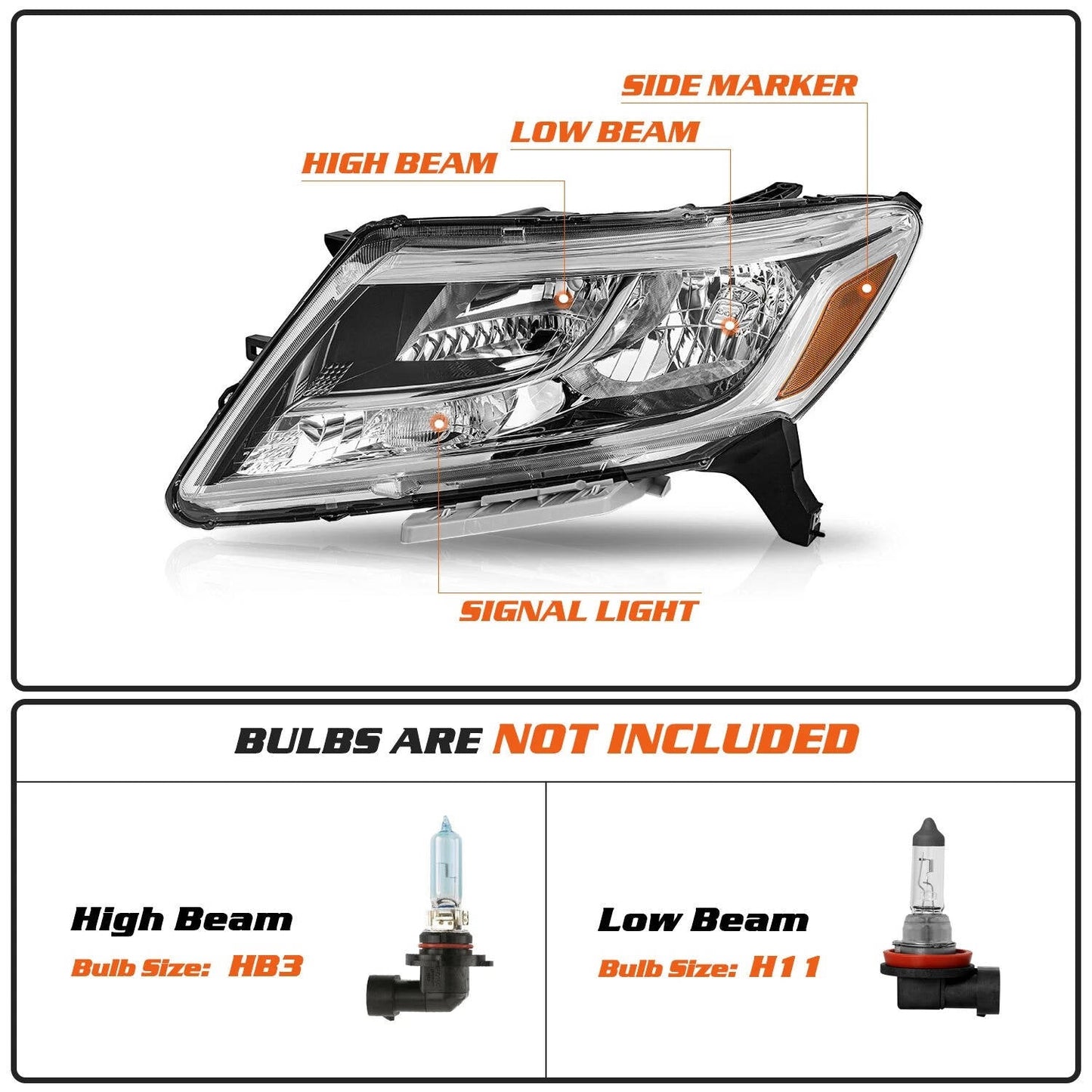 2013 to 2016 Nissan Pathfinder 4 Door Halogen Headlights, Factory Style Replacement Assembly, Left Driver & Right Passenger Side Pair, Direct OEM Fit