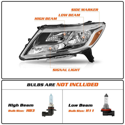 2013 to 2016 Nissan Pathfinder 4 Door Halogen Headlights, Factory Style Replacement Assembly, Left Driver & Right Passenger Side Pair, Direct OEM Fit