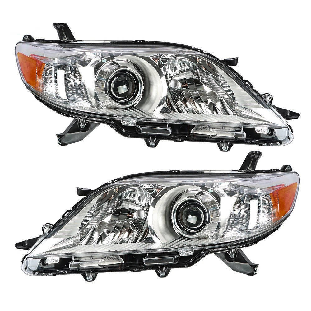 2011 to 2020 Toyota Sienna Halogen Headlights, Clear Lens Chrome Housing, Left Driver & Right Passenger Side Pair, Direct OEM Fit