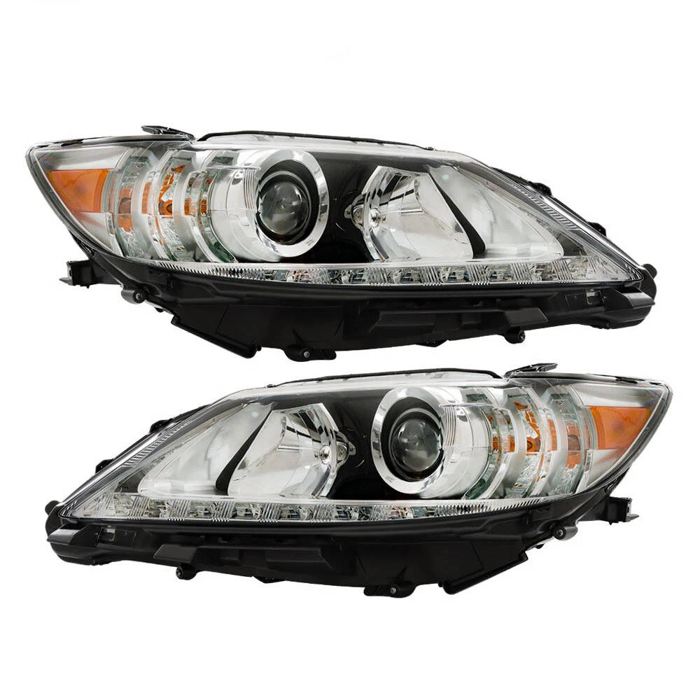 2013 to 2015 Lexus ES300h & ES350 HID Headlights, Chrome Housing Clear Lens, Left Driver & Right Passenger Side Pair, Direct OEM Fit