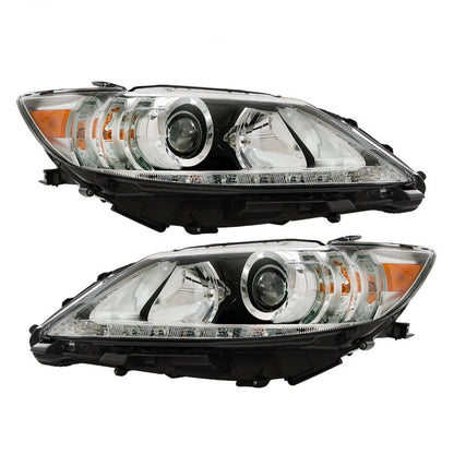 2013 to 2015 Lexus ES300h & ES350 HID Headlights, Chrome Housing Clear Lens, Left Driver & Right Passenger Side Pair, Direct OEM Fit