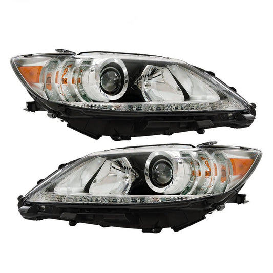 2013 to 2015 Lexus ES300h & ES350 HID Headlights, Chrome Housing Clear Lens, Left Driver & Right Passenger Side Pair, Direct OEM Fit