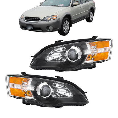 2005 to 2007 Subaru Legacy & Outback Halogen Headlights, Factory Style Replacement Assembly, Left Driver & Right Passenger Side Pair, Direct OEM Fit