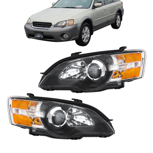 2005 to 2007 Subaru Legacy & Outback Halogen Headlights, Factory Style Replacement Assembly, Left Driver & Right Passenger Side Pair, Direct OEM Fit