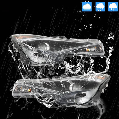 2021 to 2022 Hyundai Elantra Halogen Headlights, Chrome Housing Clear Lens Assembly with LED DRL, Left Driver &amp; Right Passenger Side Pair, Direct OEM Fit