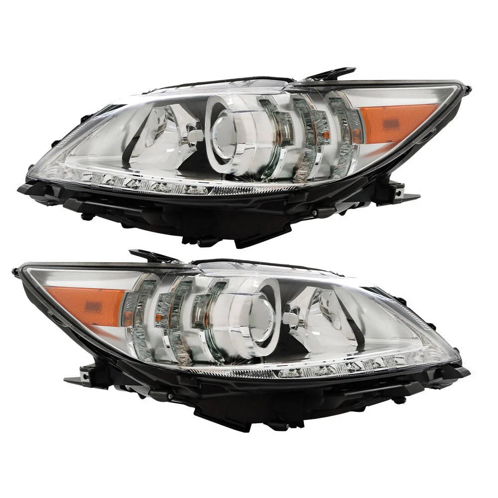 2013 to 2015 Lexus ES300h & ES350 HID Headlights, Chrome Housing Clear Lens, Left Driver & Right Passenger Side Pair, Direct OEM Fit