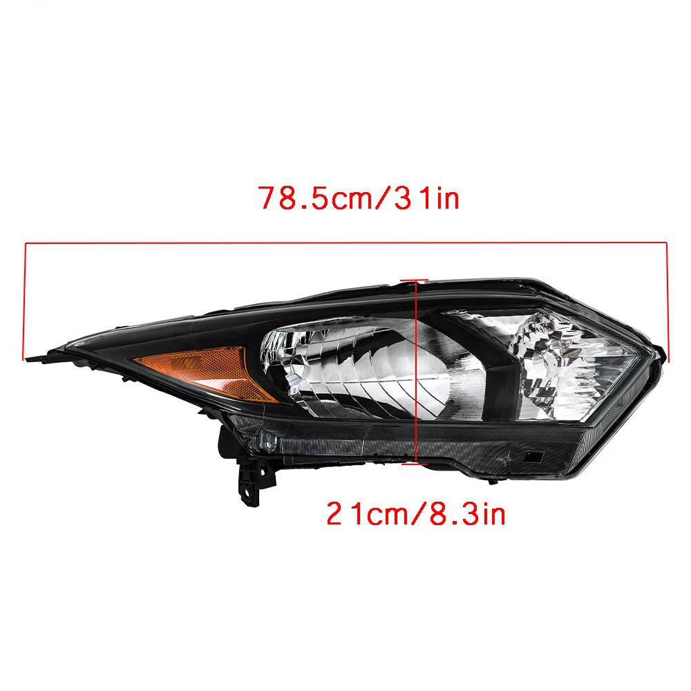 2016 to 2018 Honda HR V Projector Headlights, Matte Black Housing, Halogen Clear Lens Left Driver & Right Passenger Side Pair, Direct OEM Fit