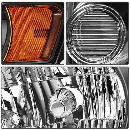 2008 to 2012 Ford Escape SUV Headlights, Stealth Black Housing Clear Lens Assembly, Left Driver & Right Passenger Side Pair Set, Direct OEM Fit