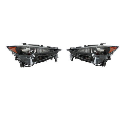 2017 to 2021 Mazda CX 5 LED Headlights  Black Trim Housing, Left Driver & Right Passenger Side Pair Set, Direct OEM Fit (Without AFS)