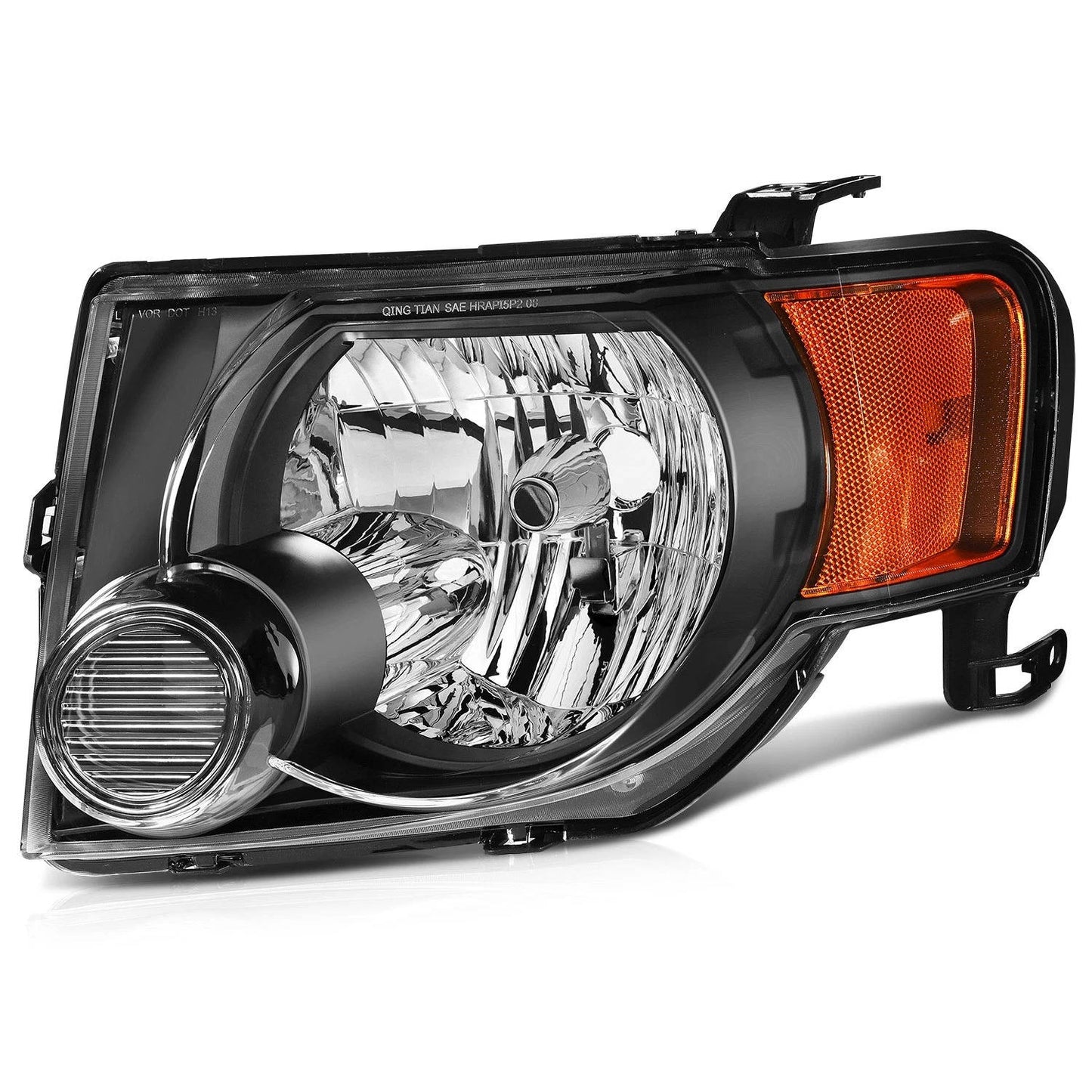 2008 to 2012 Ford Escape SUV Headlights, Stealth Black Housing Clear Lens Assembly, Left Driver & Right Passenger Side Pair Set, Direct OEM Fit