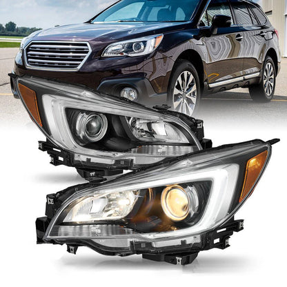 2015 to 2017 Subaru Legacy & Outback Halogen Headlight, Black Housing Clear Projector Lens, Left Driver Side Assembly, Direct OEM Fit