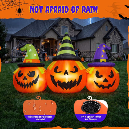Inflatable Pumpkin Yard Display with Built-In LED Lights and Air Blower, 6 Feet Wide