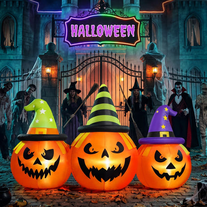 Inflatable Pumpkin Yard Display with Built-In LED Lights and Air Blower, 6 Feet Wide