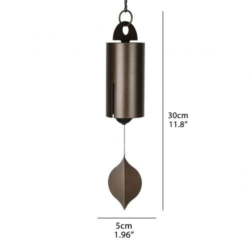 Steel Wind Bell with Dual Resonance Chamber and Ash Wood Clapper, 12 Inch