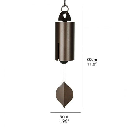 Steel Wind Bell with Dual Resonance Chamber and Ash Wood Clapper, 12 Inch