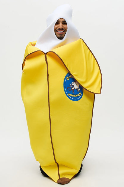 Yellow Banana Costume Tunic with Foam Structure and Open Face Design