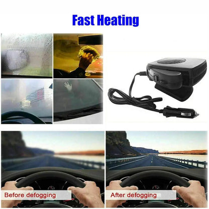 12V Car Heater with Ceramic Heating and Dual Fan Modes, Compact Portable Design