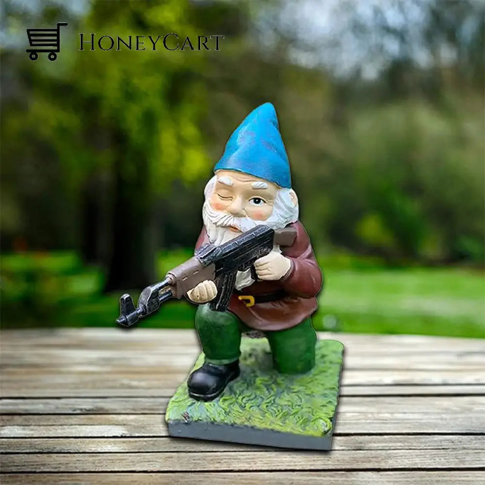Military Garden Gnome With Camouflage Uniform And AK47
