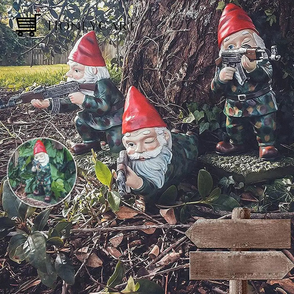 Military Garden Gnome With Camouflage Uniform And AK47