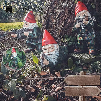 Military Garden Gnome With Camouflage Uniform And AK47
