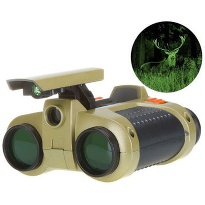 Kids Binoculars with Night Vision Popup Light and 4x Magnification, 25ft Range