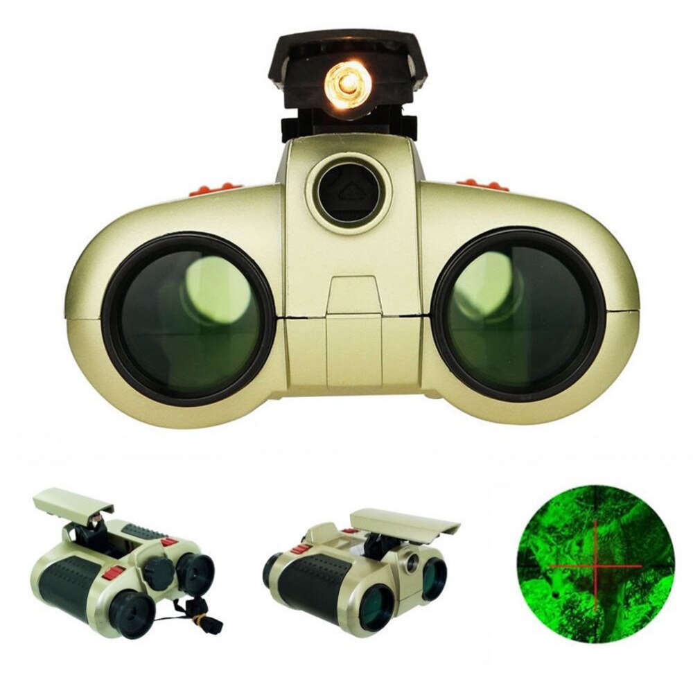 Kids Binoculars with Night Vision Popup Light and 4x Magnification, 25ft Range