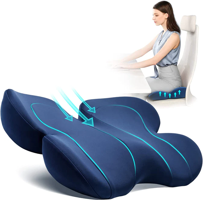 Memory Foam Seat Cushion with Nonslip Bottom and Breathable Cover