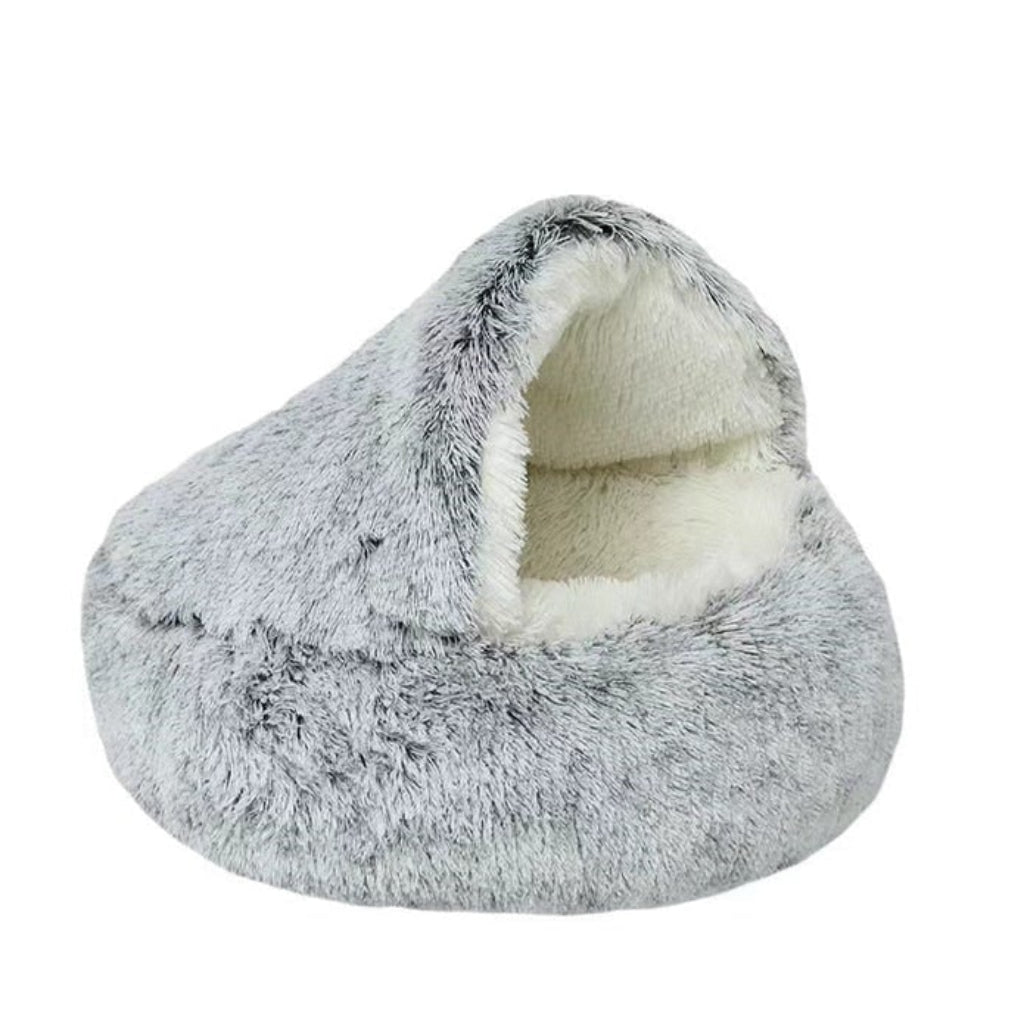 Pet Cave Bed with Plush Interior and Half Covered Design for Cats, Small Dogs