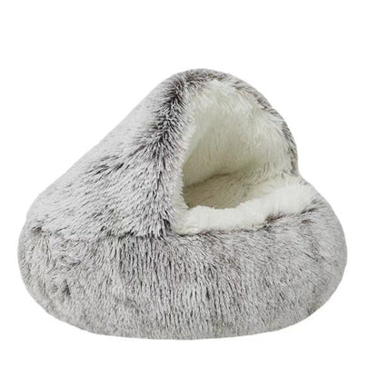 Pet Cave Bed with Plush Interior and Half Covered Design for Cats, Small Dogs