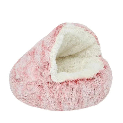 Pet Cave Bed with Plush Interior and Half Covered Design for Cats, Small Dogs