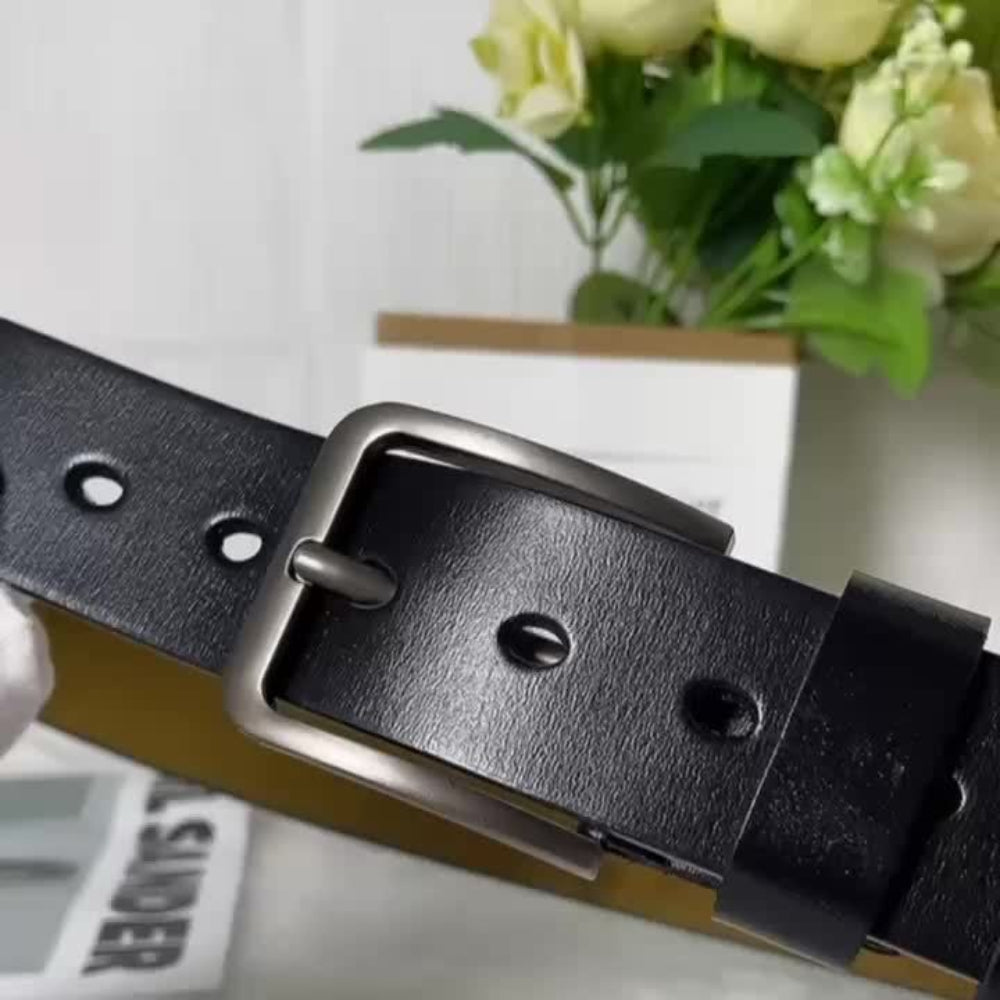 Pin Buckle Leather Belt Durable Casual Adjustable Fit