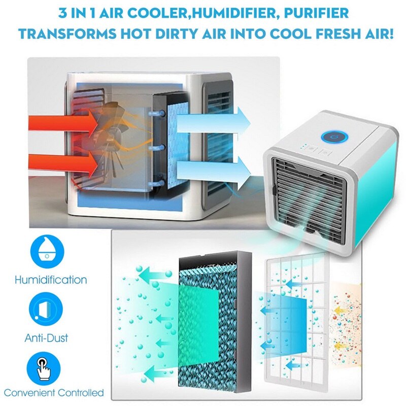 Portable Air Conditioner Cooler Humidifier Purifier 3-in-1