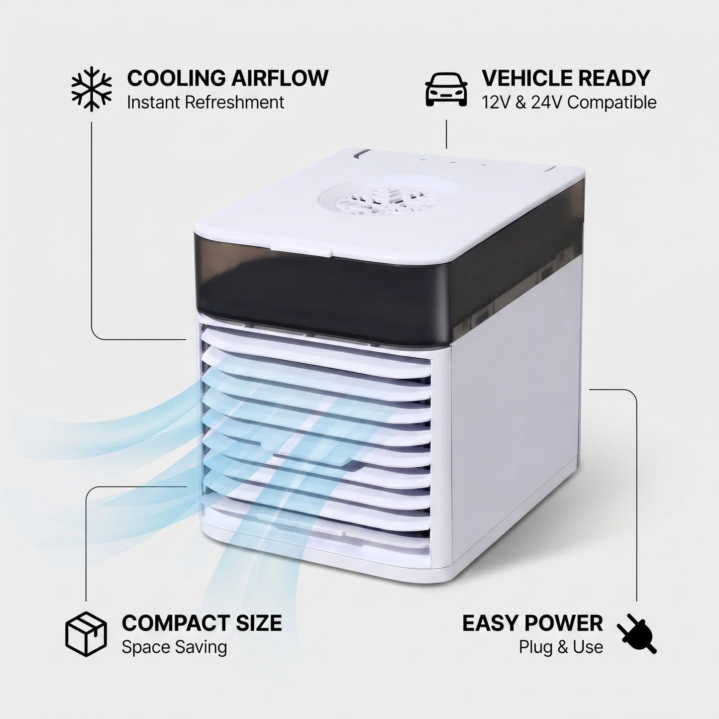 Portable Air Cooler Water Cooling Technology 12V 24V Vehicle Fan