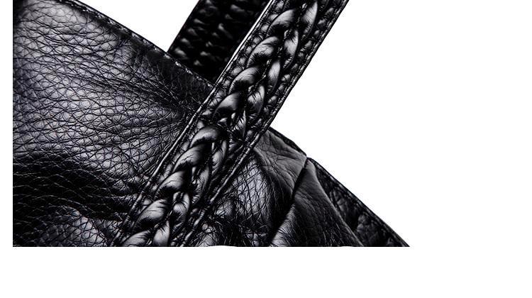Luxury Black Genuine Leather Tote Handbag