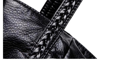Luxury Black Genuine Leather Tote Handbag