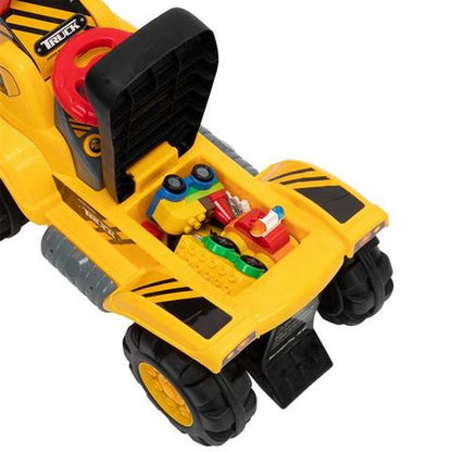 Ride-On Toy Bulldozer Construction Truck with Moving Shovel & Storage