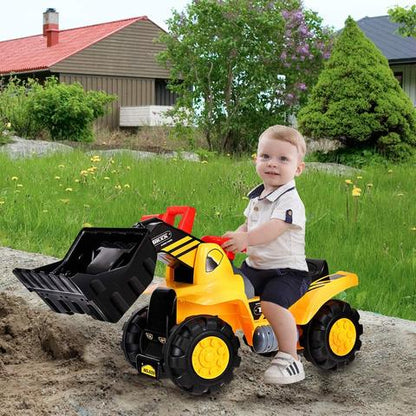 Ride-On Toy Bulldozer Construction Truck with Moving Shovel & Storage