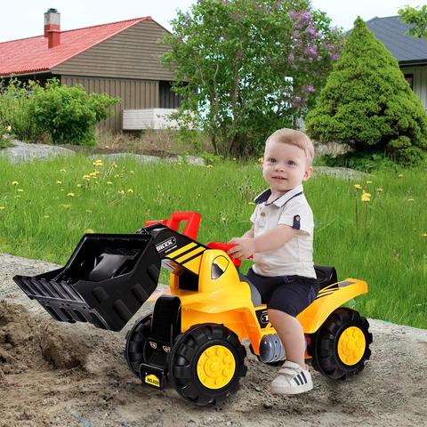 Ride-On Toy Bulldozer Construction Truck with Moving Shovel & Storage